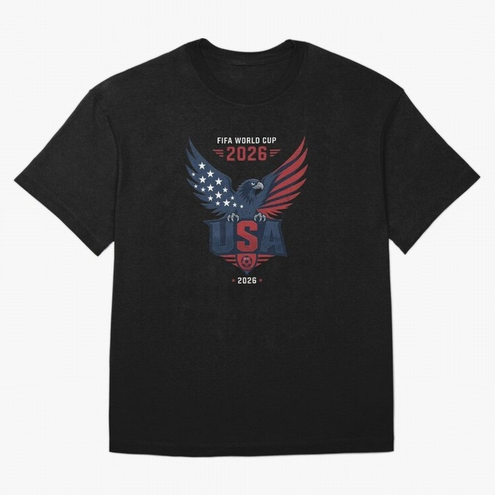 FIFA World Cup 2026 USA Eagle Soccer Logo Oversized T-Shirt Carry the Dream of FIFA World Cup 2026 Capturing Cristiano Ronaldo, Portugal Energy, Sports Nostalgia, International Competition, Famous Players and Unforgettable Victories; Ideal for Fans