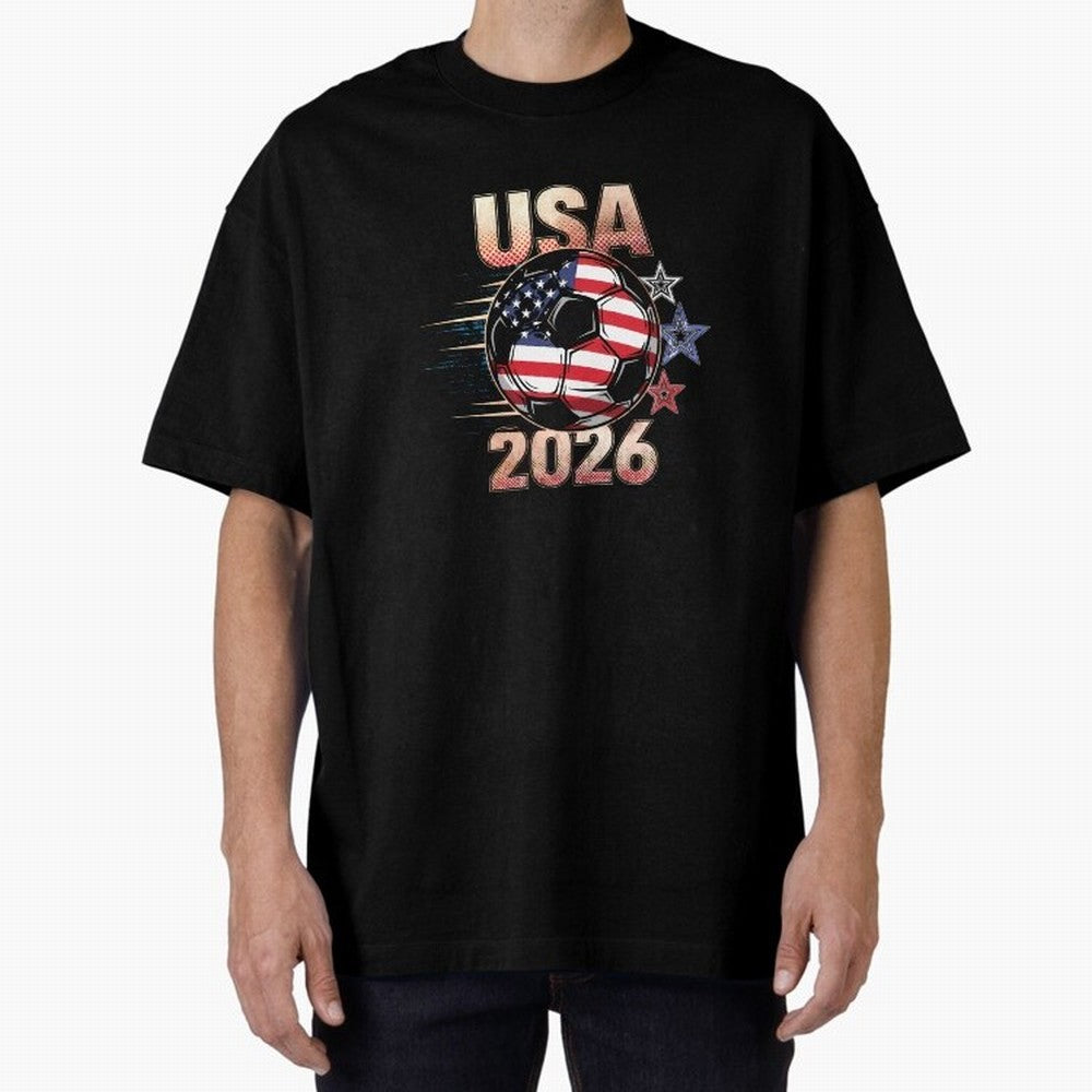 USA Soccer with Red White Blue Stars 2026 Cup T-Shirt_83834283 Oversized T-Shirt Stand Out with Spirit from FIFA World Cup 2026 Group Stage Spirit, with Argentina and Brazil, Haaland and Mbappe, Match Day Excitement, Supporter Culture, Golden Goals
