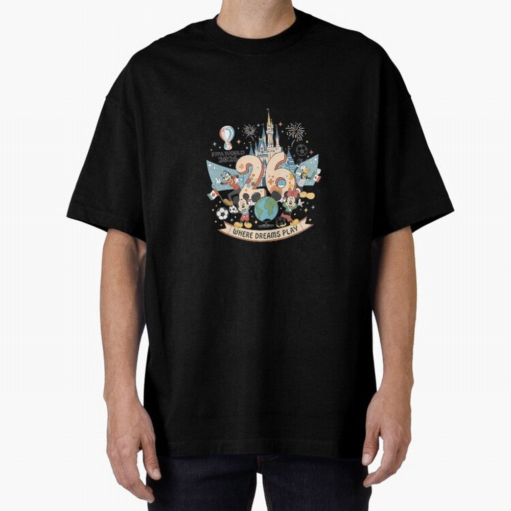 Dreamland Football 26 Oversized T-Shirt Follow the Final Road of the FIFA World Cup 2026 Group Stage Journey through Mbappe and Neymar Highlights, England Pride, Classic Soccer Heritage, Championship Pressure, Fan Loyalty and International Pride;
