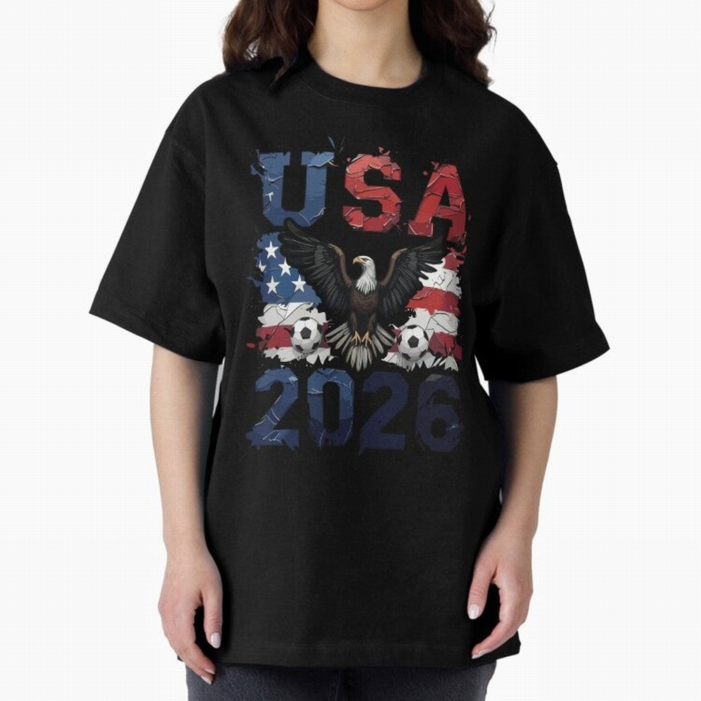 USA 2026 Soccer Eagle - World Cup Football Oversized T-Shirt Follow the Road to the FIFA World Cup 2026 Group Stage Journey through Neymar Highlights, Brazil Pride, Sports Nostalgia, International Competition, Famous Players and Unforgettable