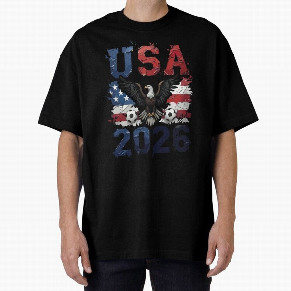 USA 2026 Soccer Eagle - World Cup Football Oversized T-Shirt Follow the Road to the FIFA World Cup 2026 Group Stage Journey through Neymar Highlights, Brazil Pride, Sports Nostalgia, International Competition, Famous Players and Unforgettable
