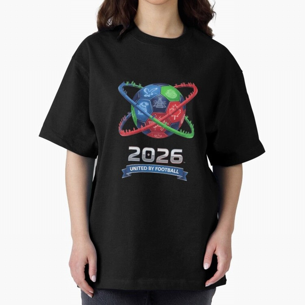 United By Football 2026 Global Connectivity Oversized T-Shirt Honor Champions and Dreams in FIFA World Cup 2026 USA Canada Mexico Made for Mbappe and Neymar, Spain Energy, Fan Favorite Moments, National Team Passion, Big Match Drama and Soccer