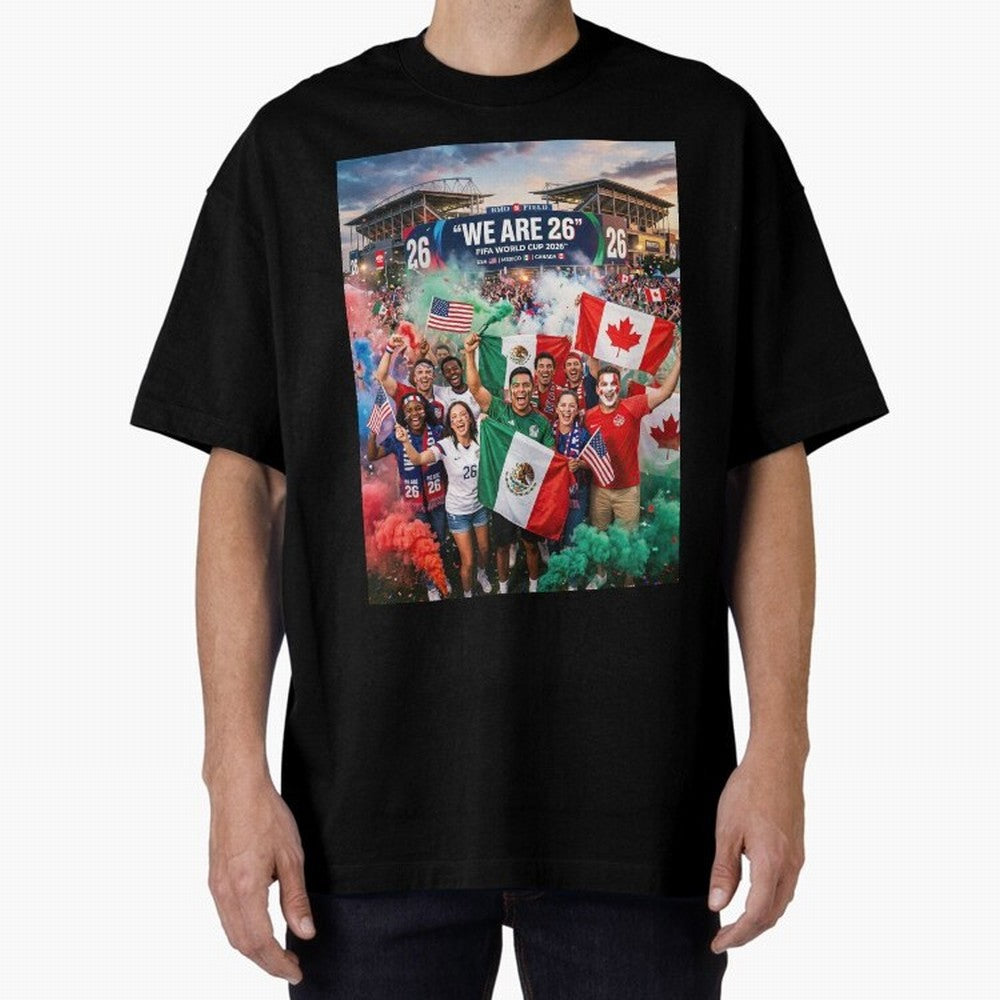 2026 World Cup Fans Celebrate Oversized T-Shirt Show Match Day Excitement for FIFA World Cup 2026 for Fans of CR7 and Portugal, Bringing Football Passion, Legendary Performances, Festival Vibes and Supporter Community; Made for Collectors Who Enjoy