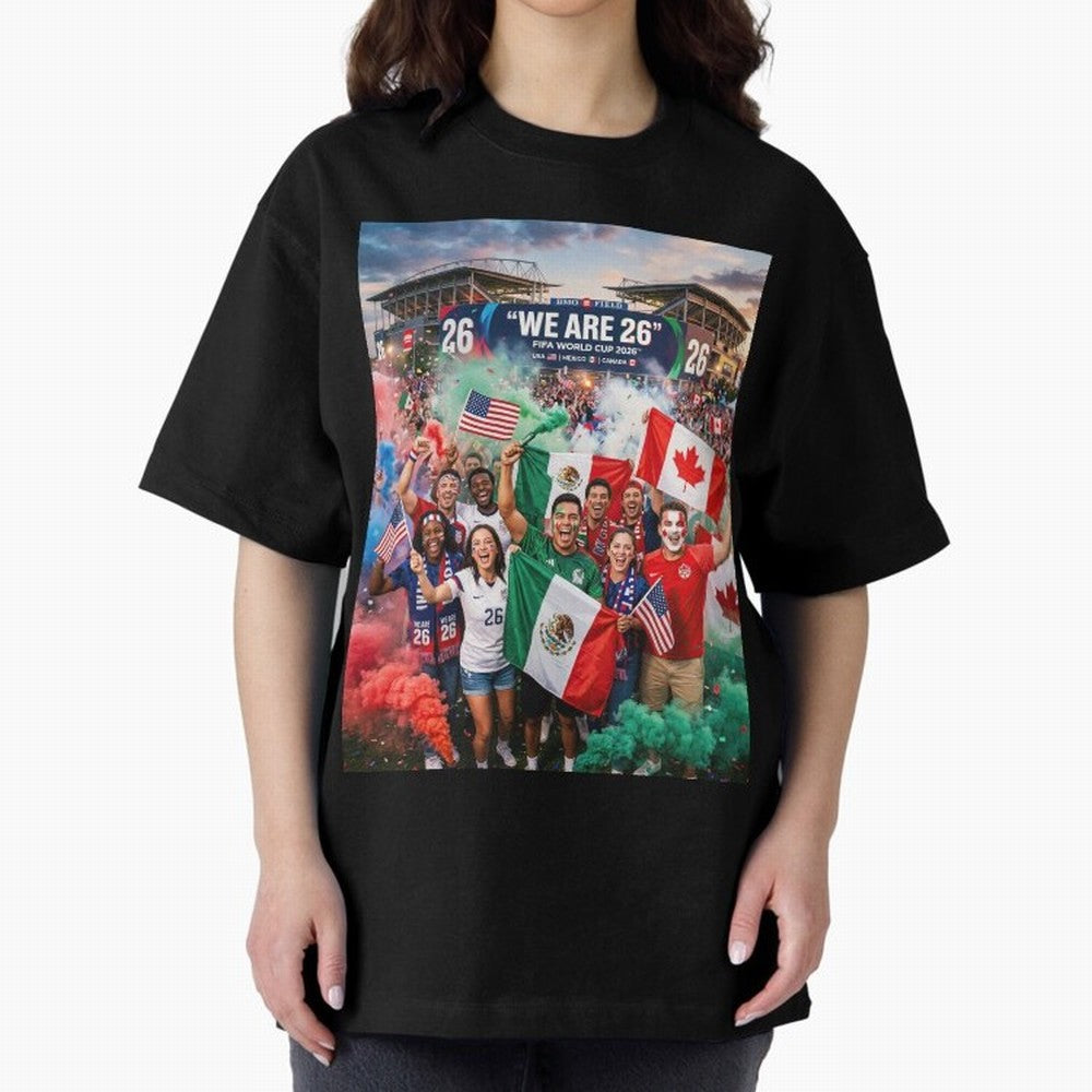 2026 World Cup Fans Celebrate Oversized T-Shirt Show Match Day Excitement for FIFA World Cup 2026 for Fans of CR7 and Portugal, Bringing Football Passion, Legendary Performances, Festival Vibes and Supporter Community; Made for Collectors Who Enjoy