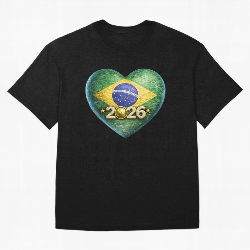 Brazil 2026 World Football Heart Flag Designs Oversized T-Shirt Share Global Football Passion for FIFA World Cup 2026, Featuring Mbappe, Portugal, Spain and Germany, Supporter Pride, Iconic Celebrations, Legendary Names and Global Match Day Energy;