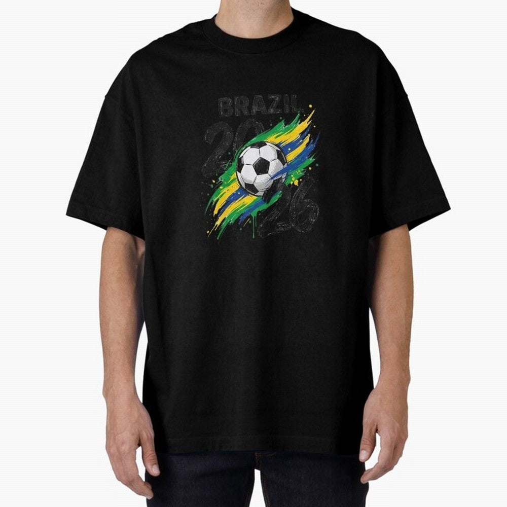Brazil Soccer 2026 Fan Shirt ¨C Brazil Football Supporter Oversized T-Shirt Share the Excitement of Global Football Passion for FIFA World Cup 2026, Made for Messi, Neymar and Mbappe, Argentina, Champion Mindset, Group Stage Buzz, Knockout Tension