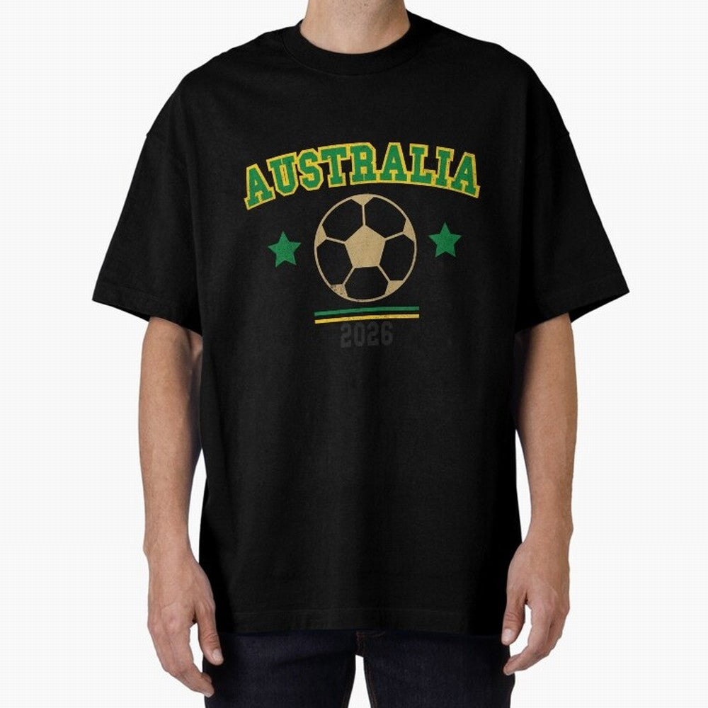 Australia 2026 ¡ª Vintage Soccer Tee Oversized T-Shirt Show Championship Spirit for FIFA World Cup 2026 USA Canada Mexico Inspired by Messi, Argentina Energy, Match Day Excitement, Supporter Culture, Golden Goals and Global Football Passion; Made