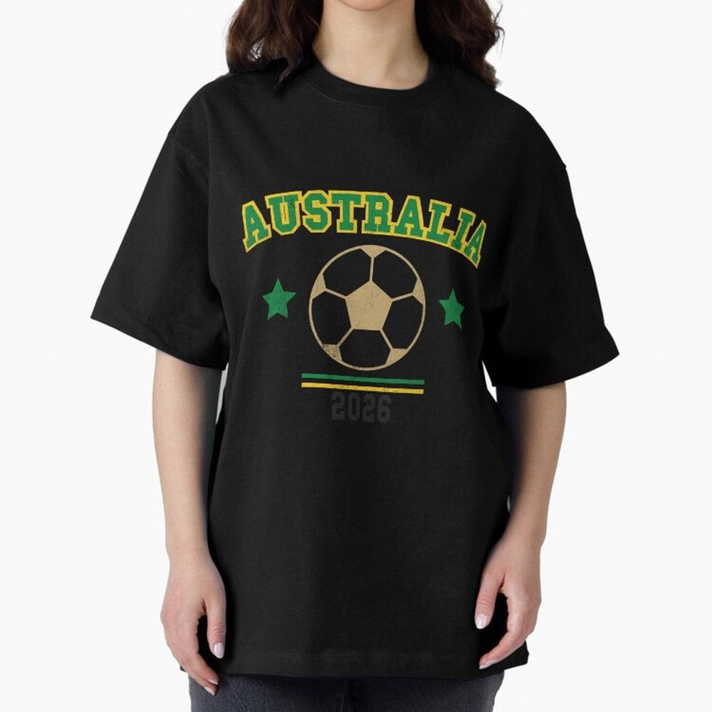 Australia 2026 ¡ª Vintage Soccer Tee Oversized T-Shirt Show Championship Spirit for FIFA World Cup 2026 USA Canada Mexico Inspired by Messi, Argentina Energy, Match Day Excitement, Supporter Culture, Golden Goals and Global Football Passion; Made