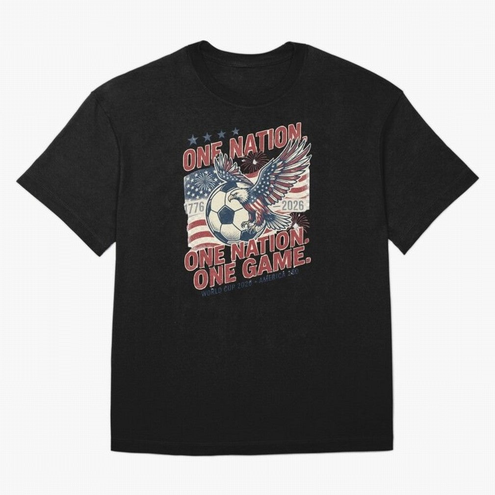 One Nation One Game World Cup 2026 Oversized T-Shirt Get Ready for the FIFA World Cup 2026 Group Stage Journey through Cristiano Ronaldo Highlights, France Pride, Worldwide Fan Energy, Dramatic Goals, Stadium Lights and Championship Celebrations;