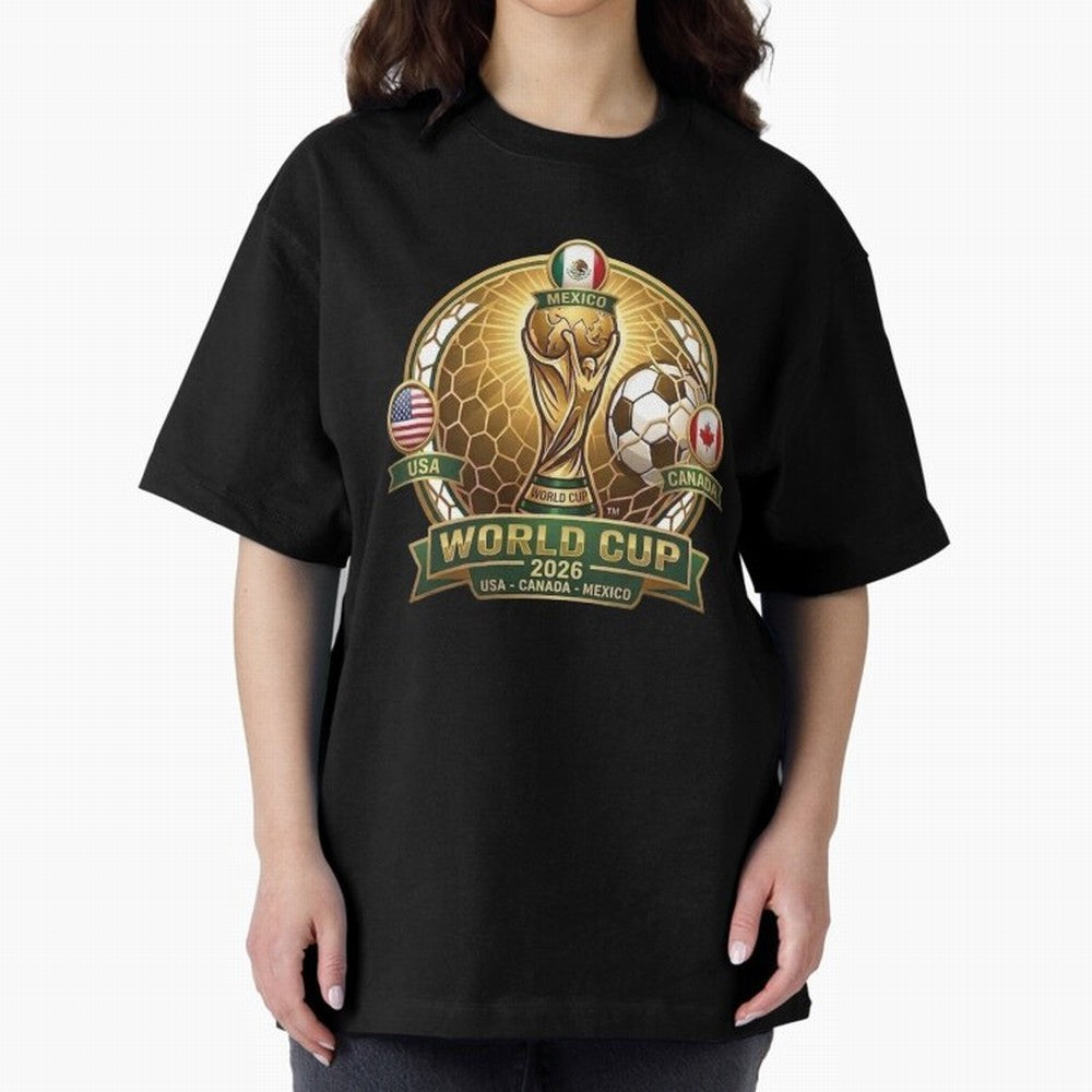 Chasing the Cup 2026 Oversized T-Shirt Bring Global Football Passion for FIFA World Cup 2026 Group Stage, Capturing Messi and Cristiano Ronaldo, Portugal, Spain and Germany, Supporter Pride, Iconic Celebrations, Legendary Names and Global Match Day