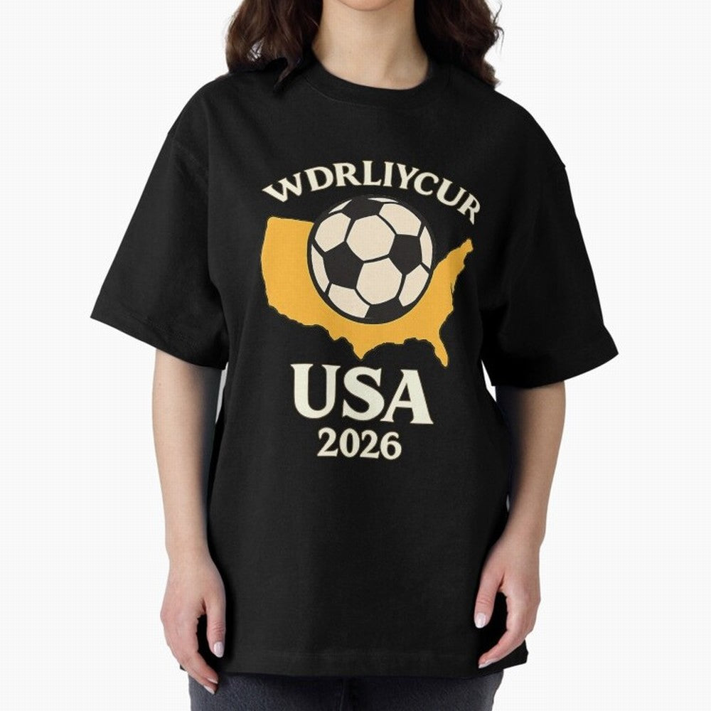 World Cup 2026 USA Soccer Fan T-Shirt Oversized T-Shirt Embrace the FIFA World Cup 2026 Group Stage Journey through Haaland Highlights, France Pride, Retro Football Energy, Iconic Rivalries, Trophy Chase Drama and Stadium Atmosphere; Perfect for