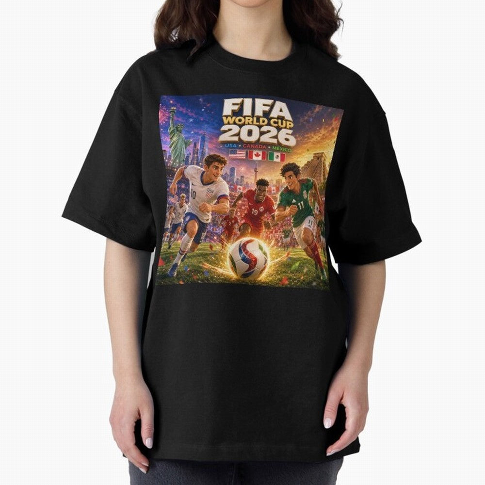 North America Football Festival 2026 #football 2026 Oversized T-Shirt Bring World Football Passion into FIFA World Cup 2026 Group Stage Filled with Haaland and Mbappe, Argentina and Brazil Energy, Worldwide Fan Energy, Dramatic Goals, Stadium