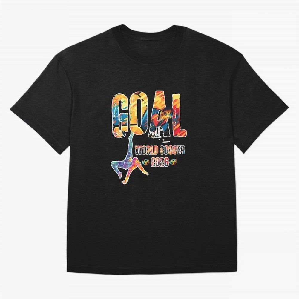Goal World Soccer Championship 2026 Oversized T-Shirt Celebrate Soccer Greatness during Global Football Passion for FIFA World Cup 2026 USA Canada Mexico, Inspired by Cristiano Ronaldo, Spain and Netherlands, Sports Nostalgia, International