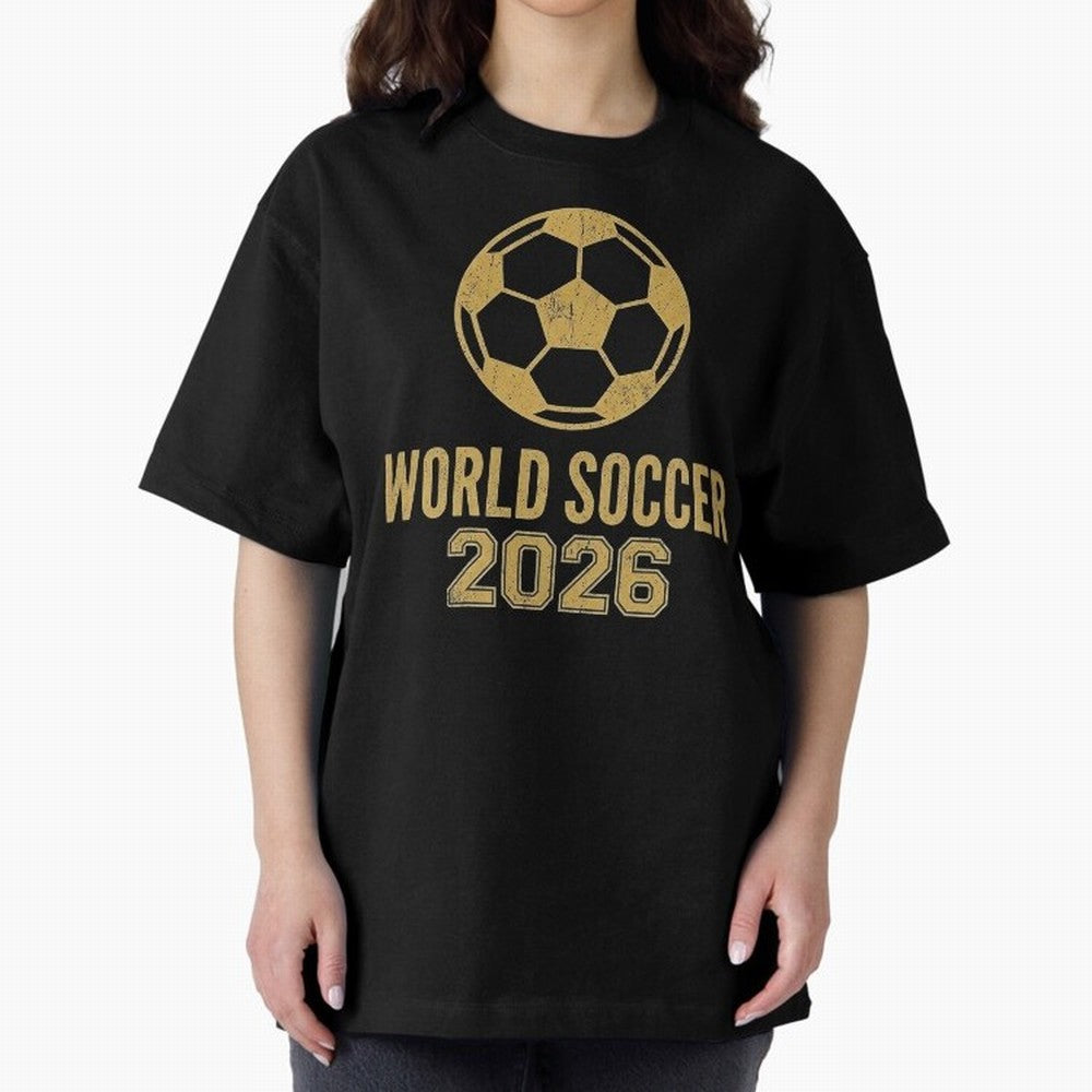 Retro World Soccer 2026 Design Oversized T-Shirt Bring Stadium Energy to FIFA World Cup 2026 Made for Neymar, Haaland and Cristiano Ronaldo, Germany Energy, Football Festival Excitement, Trophy Ambitions, Country Rivalries and Star Player Buzz;