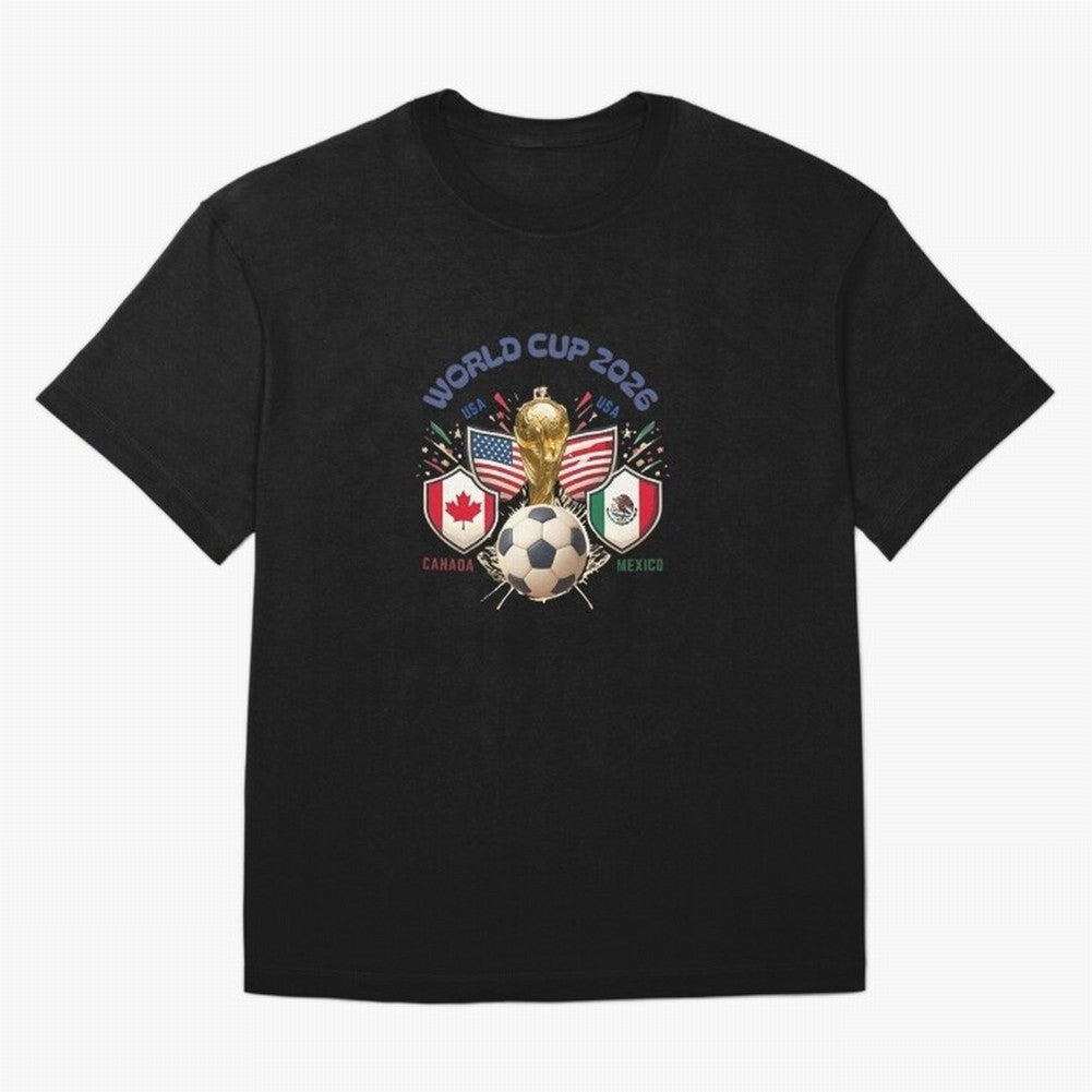 World Cup 2026 Host Nations Crest Oversized T-Shirt Bring Trophy Dreams to the FIFA World Cup 2026 Group Stage Journey through Mbappe and Neymar Highlights, Portugal, Spain and Germany Pride, Classic Soccer Heritage, Championship Pressure, Fan