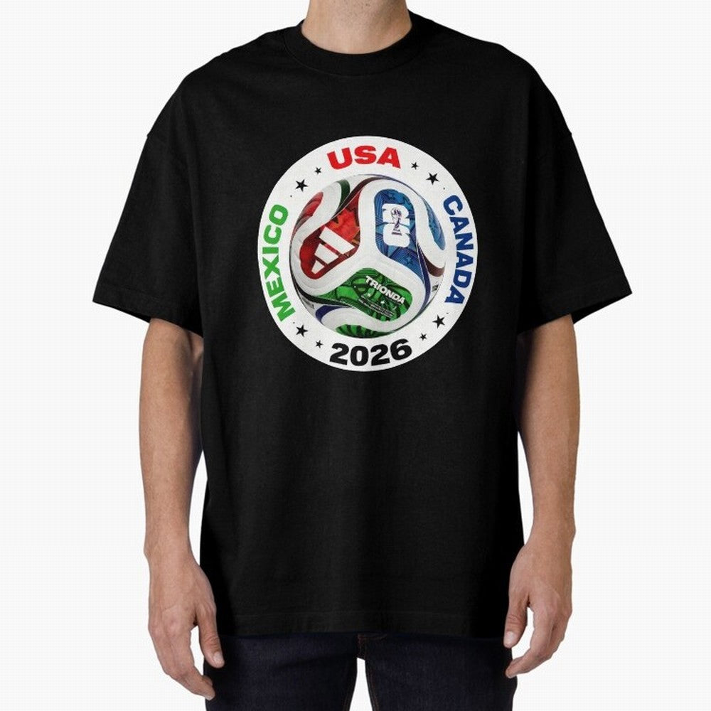 Trionda 26 Soccer Ball - North America 2026 Football Art Oversized T-Shirt Cheer for FIFA World Cup 2026 Group Stage Spirit, with England, Cristiano Ronaldo, Stadium Memories, Football Loyalty, International Chants and Championship Tradition; Great