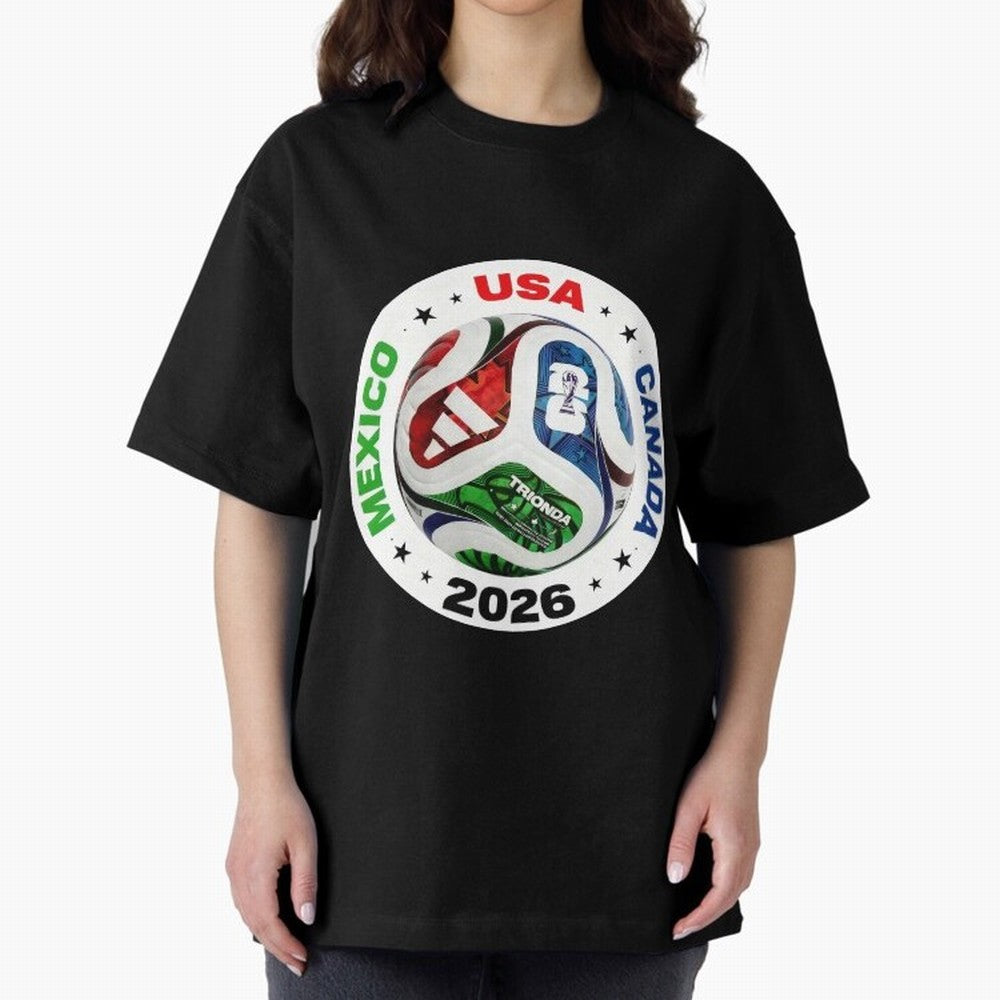 Trionda 26 Soccer Ball - North America 2026 Football Art Oversized T-Shirt Cheer for FIFA World Cup 2026 Group Stage Spirit, with England, Cristiano Ronaldo, Stadium Memories, Football Loyalty, International Chants and Championship Tradition; Great