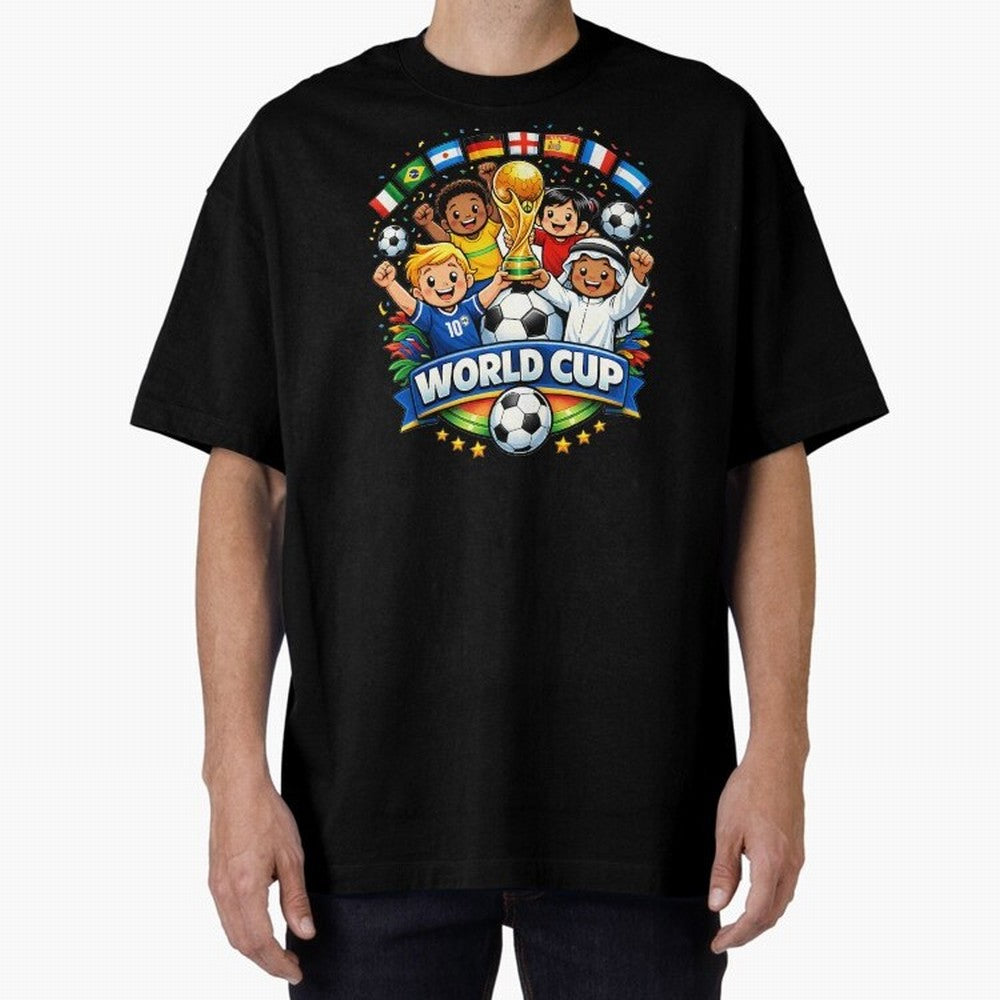 World Cup Football Oversized T-Shirt Celebrate Every Goal in FIFA World Cup 2026 Built around Cristiano Ronaldo, England, France and Netherlands Energy, Fan Favorite Moments, National Team Passion, Big Match Drama and Soccer History; Perfect for