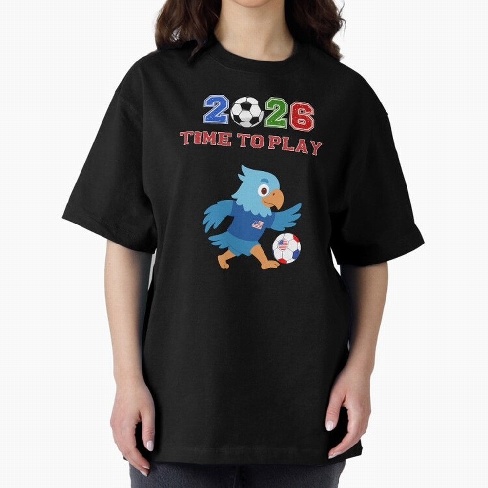 USA Soccer Eagle Mascot 2026 Time To Play Football Oversized T-Shirt Keep the Match Day Mood of Global Football Passion for FIFA World Cup 2026 Group Stage, with Neymar, Haaland and Cristiano Ronaldo, England and Germany, Game Day Rituals, Football
