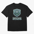 International Soccer 2026 Retro Pixel Glitch Crest Oversized T-Shirt Bring a Vintage Feel to the FIFA World Cup 2026 Journey through Neymar, Haaland and Cristiano Ronaldo Highlights, Portugal, Spain and Germany Pride, Fan Favorite Moments, National