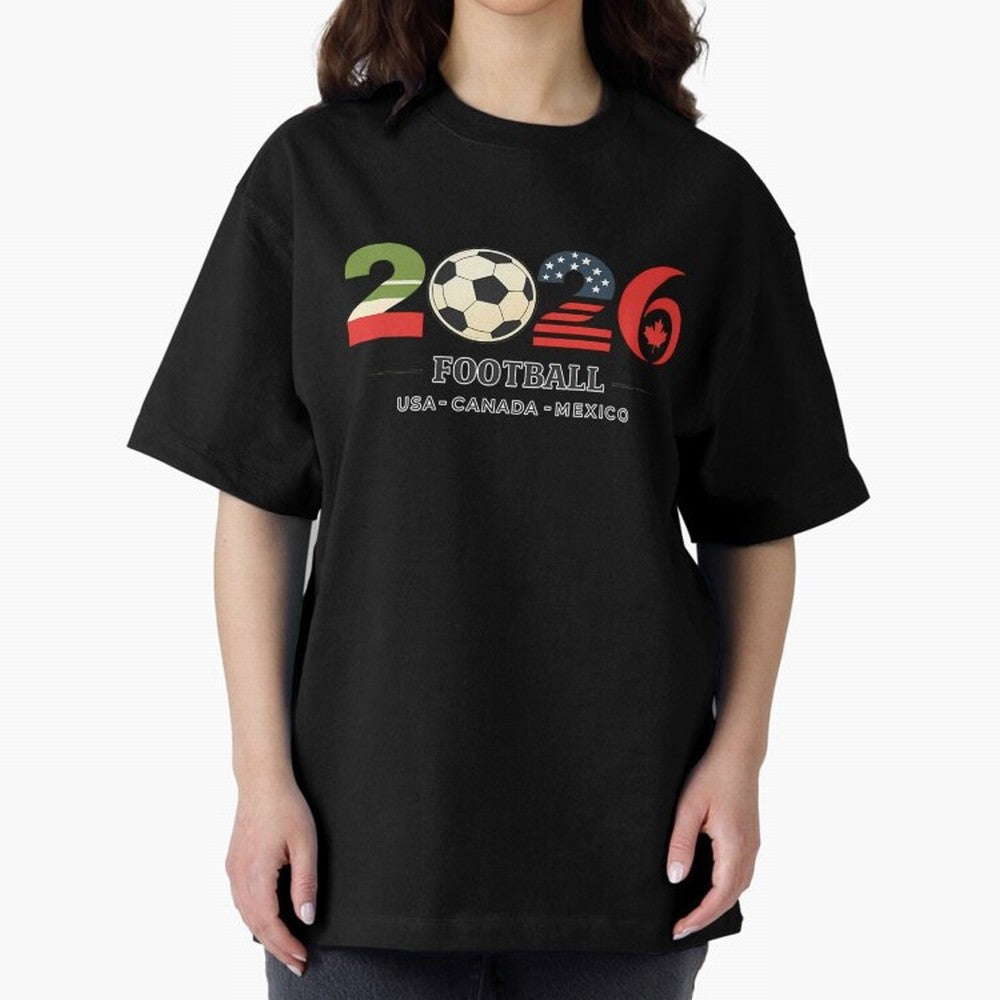 Football 2026 Usa Canada Mexico Oversized T-Shirt Celebrate Classic Football Spirit in Global Football Passion for FIFA World Cup 2026 USA Canada Mexico, with Haaland, Argentina, France and Brazil, Fan Favorite Moments, National Team Passion, Big