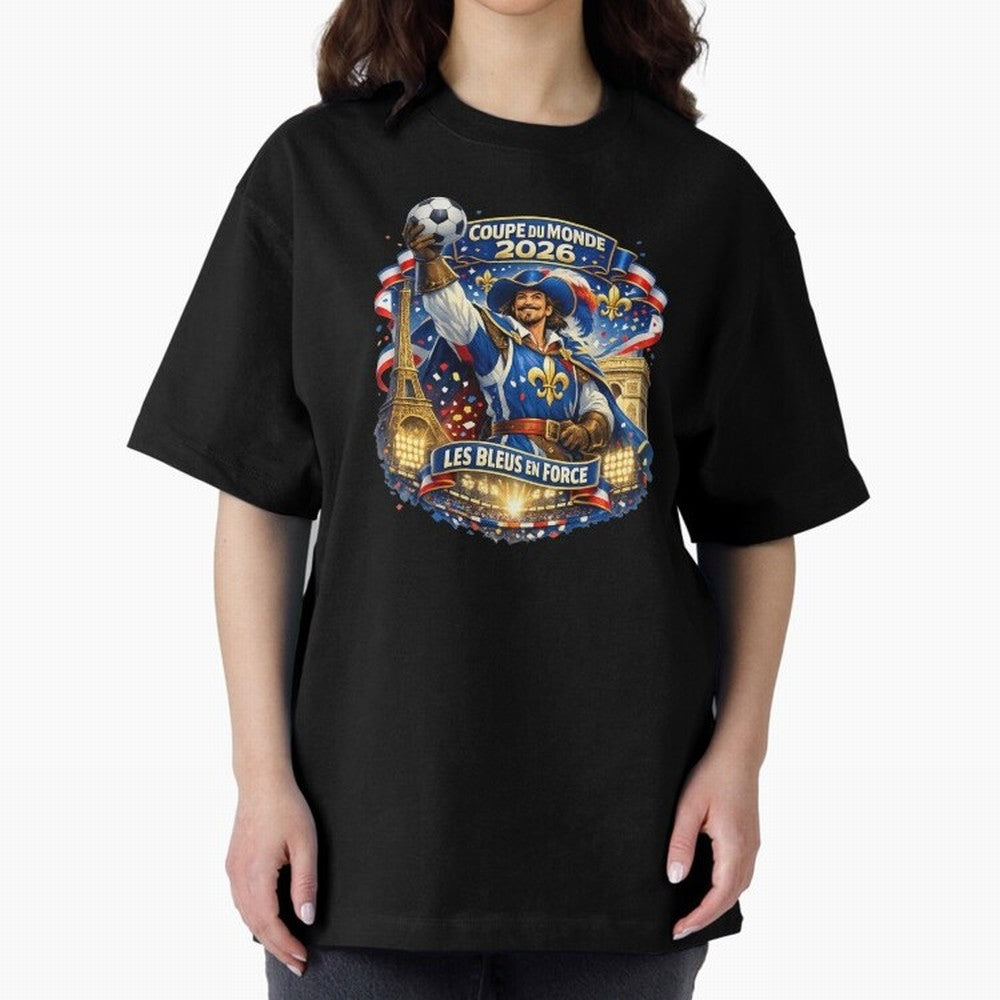 France World Cup 2026 Supporter Oversized T-Shirt Carry the Dream of FIFA World Cup 2026 USA Canada Mexico Spirit, Highlighting England, France and Netherlands, Messi and Cristiano Ronaldo, Football Passion, Legendary Performances, Festival Vibes