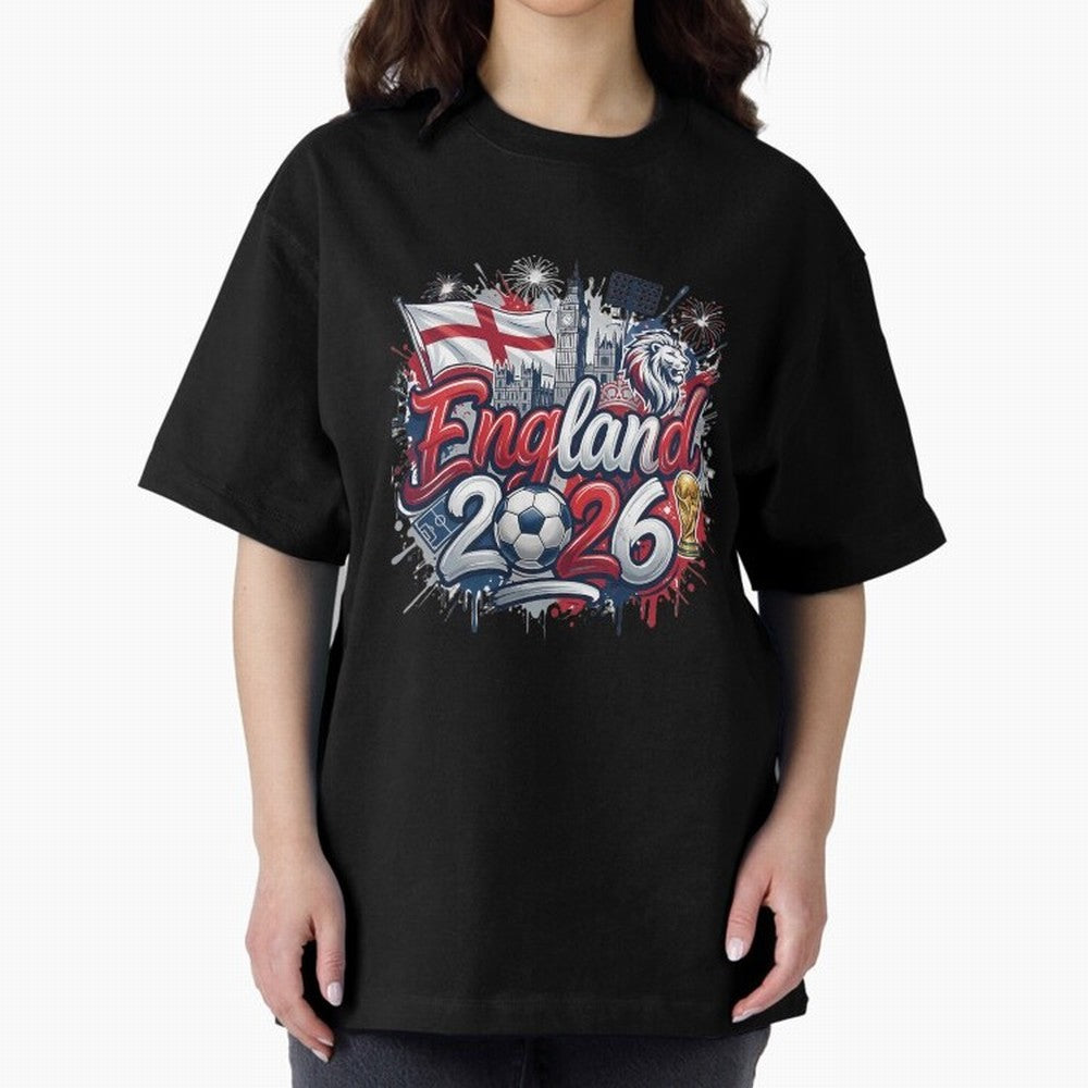 England World Cup 2026 Football Legacy Oversized T-Shirt Celebrate Supporters United by FIFA World Cup 2026 Group Stage Spirit, Celebrating England, France and Netherlands, Neymar, Haaland and Cristiano Ronaldo, Fan Favorite Moments, National Team