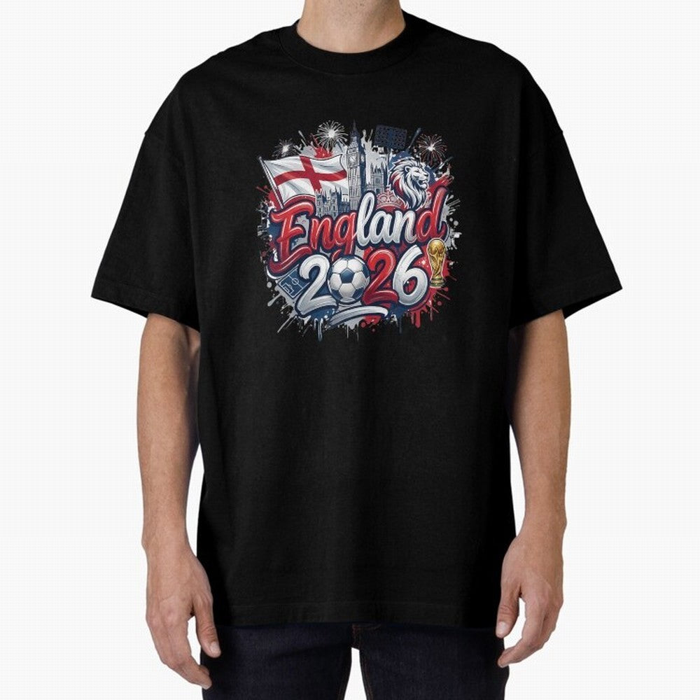England World Cup 2026 Football Legacy Oversized T-Shirt Celebrate Supporters United by FIFA World Cup 2026 Group Stage Spirit, Celebrating England, France and Netherlands, Neymar, Haaland and Cristiano Ronaldo, Fan Favorite Moments, National Team