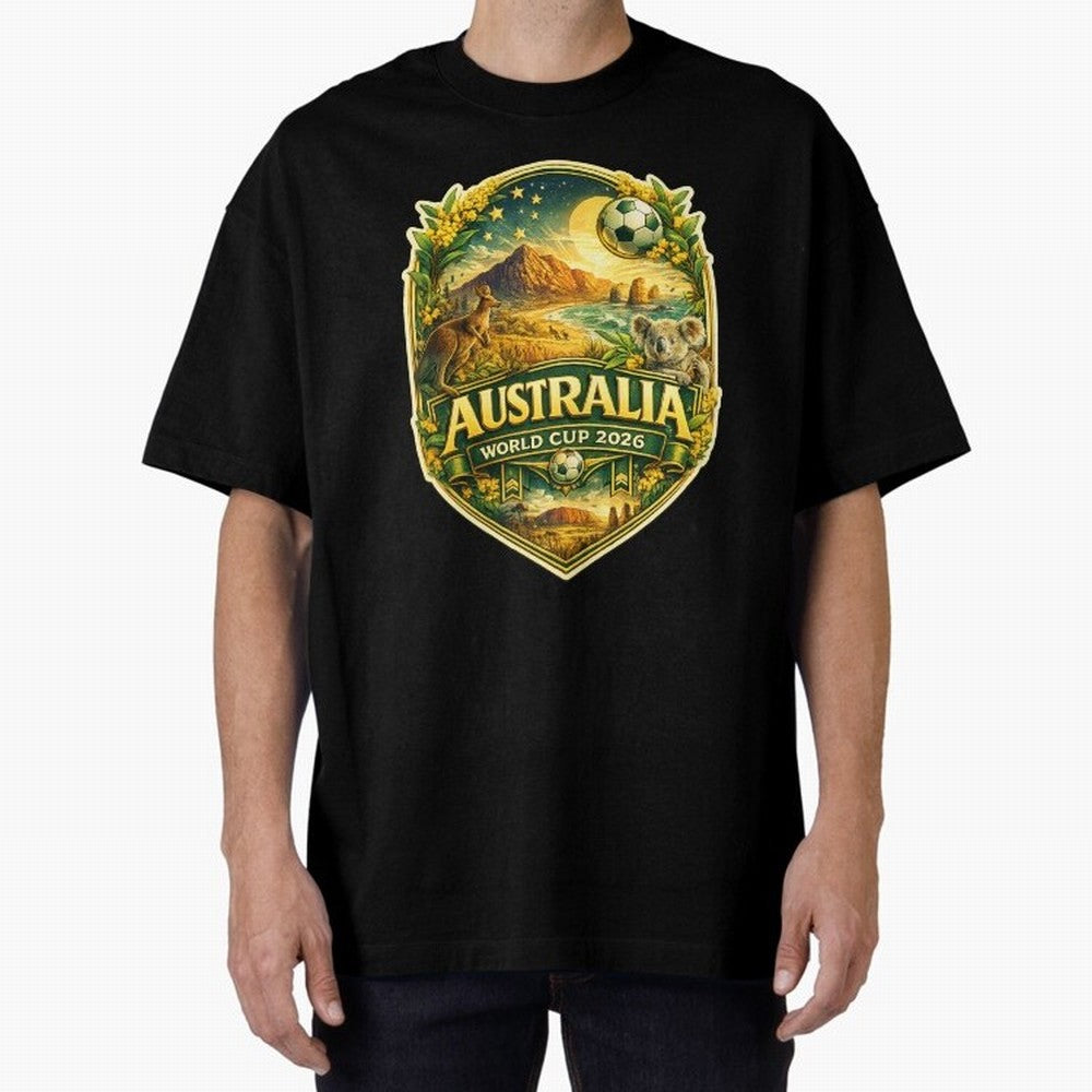 Australia FIFA World Cup 2026 Great Barrier Reef Outback Kangaroo Coast Oversized T-Shirt Carry FIFA World Cup 2026 USA Canada Mexico for Fans of Messi and Spain, Bringing Stadium Memories, Football Loyalty, International Chants and Championship