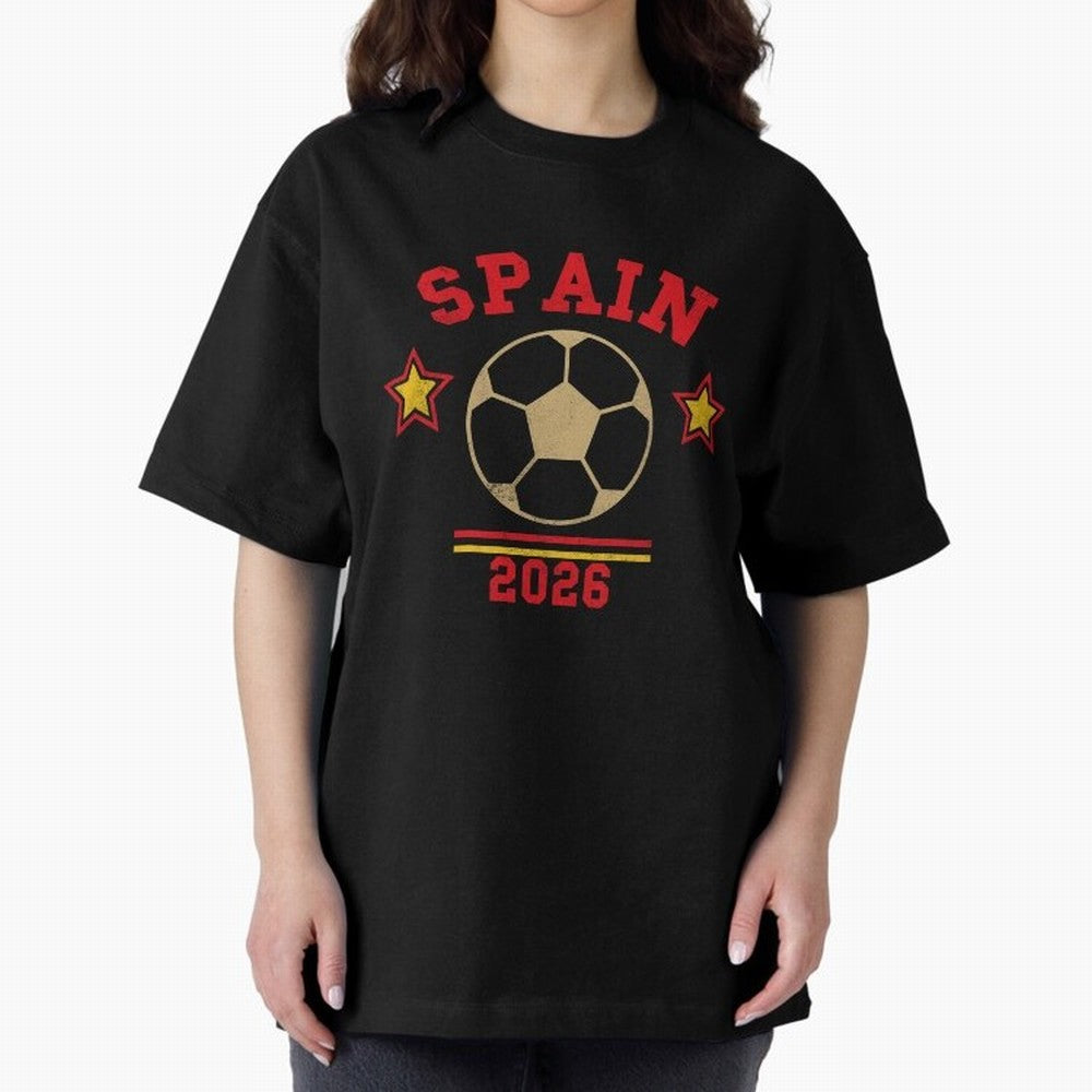 Spain 2026 ¡ª Vintage Soccer Tee Oversized T-Shirt Back the Journey through FIFA World Cup 2026 for Fans of Messi, Neymar and Mbappe and Germany, Bringing Tournament Hype, Historic Matchups, Family Viewing Parties and Global Sports Pride; Perfect