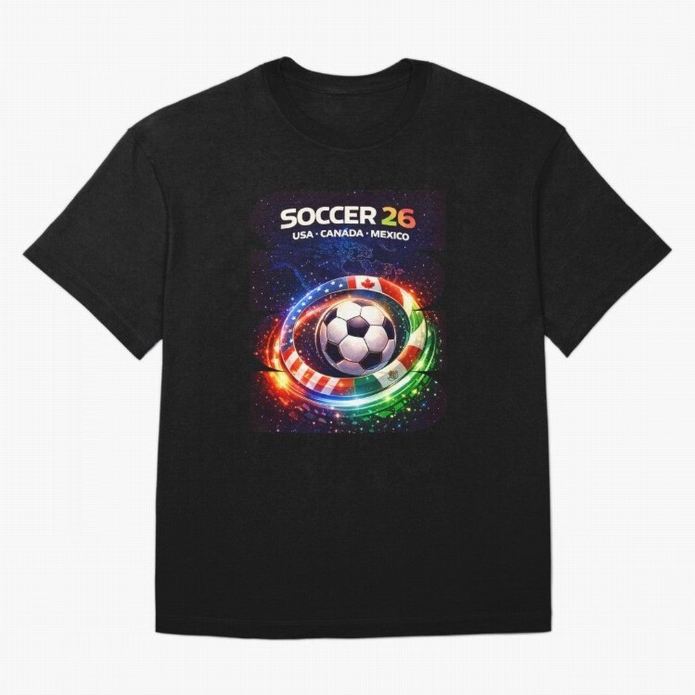 North America Soccer 2026 Shirt, Soccer 26 USA Canada Mexico Fan Tee, United 2026 Soccer Graphic Oversized T-Shirt Back the Journey through FIFA World Cup 2026 Group Stage Spirit, Capturing Spain, Neymar, Retro Football Energy, Iconic Rivalries,