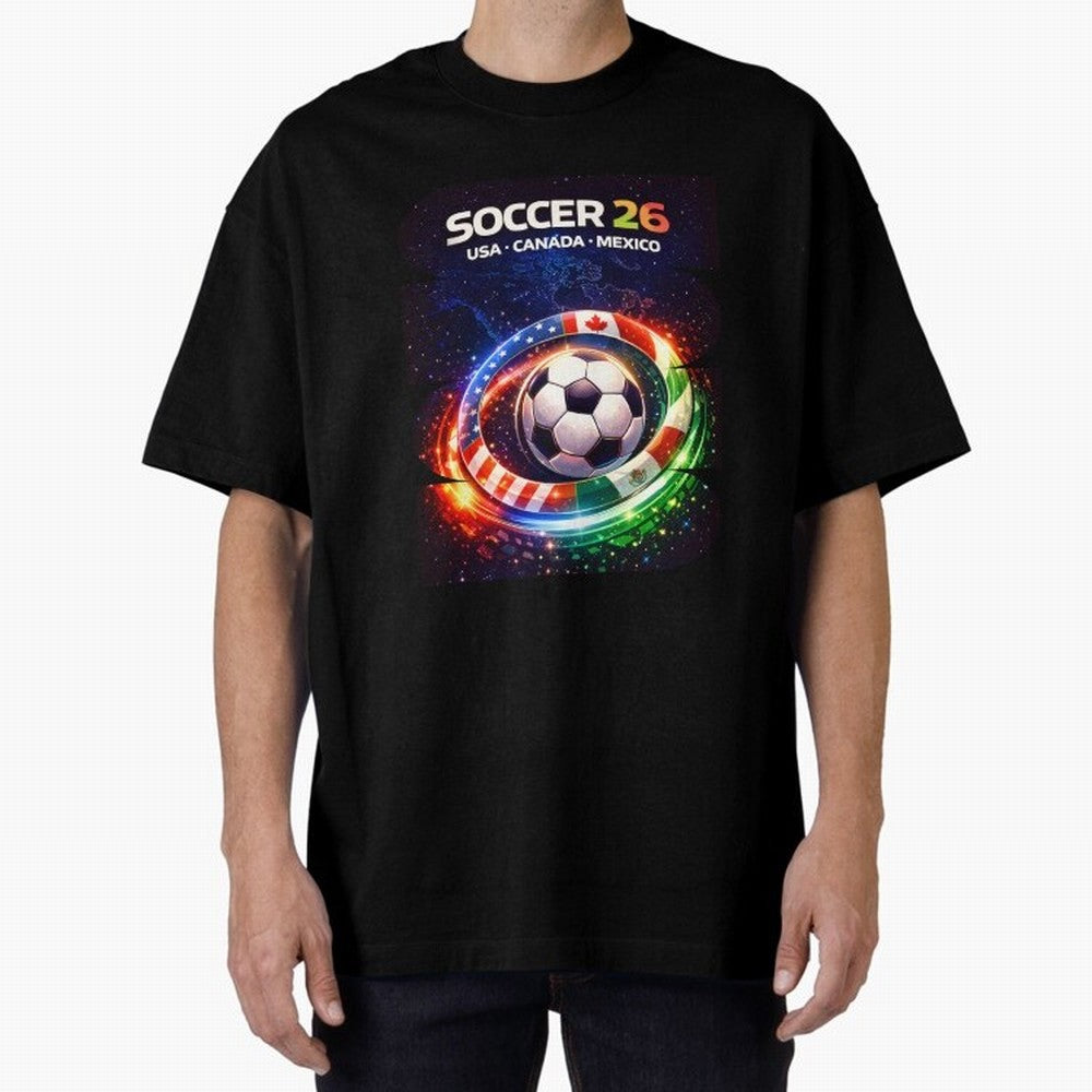 North America Soccer 2026 Shirt, Soccer 26 USA Canada Mexico Fan Tee, United 2026 Soccer Graphic Oversized T-Shirt Back the Journey through FIFA World Cup 2026 Group Stage Spirit, Capturing Spain, Neymar, Retro Football Energy, Iconic Rivalries,