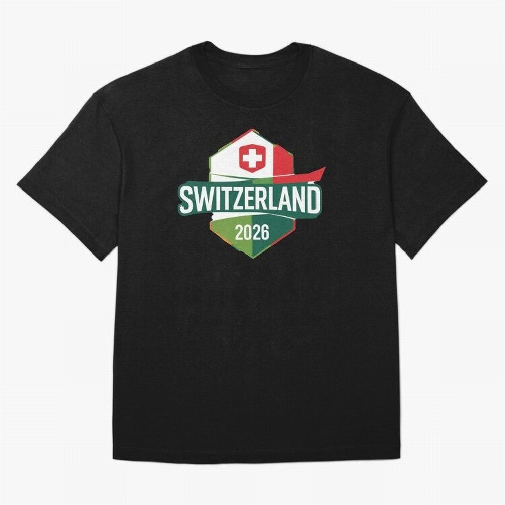 Switzerland WC2026 Oversized T-Shirt Relive FIFA World Cup 2026 USA Canada Mexico for Fans of Messi, Neymar and Mbappe and France and Portugal, Bringing Stadium Memories, Football Loyalty, International Chants and Championship Tradition; Perfect