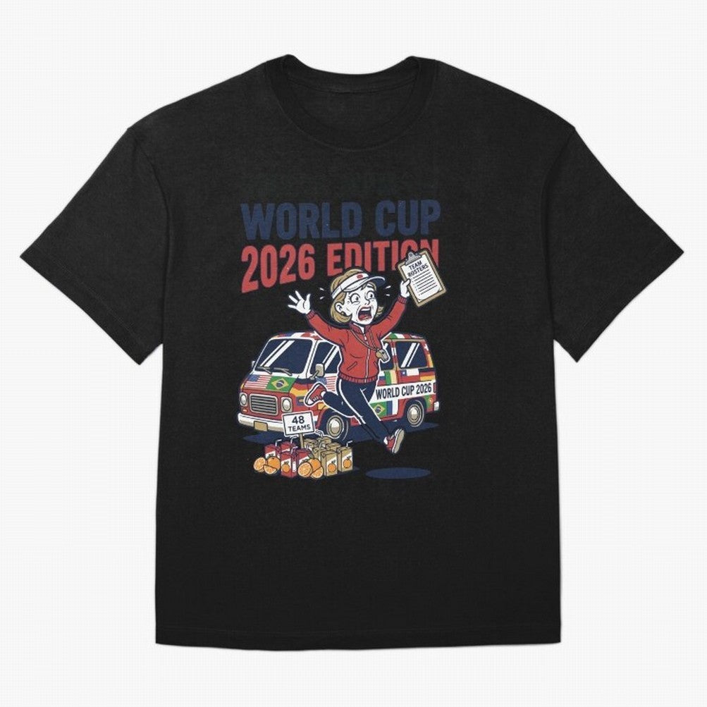 Soccer Mom ¡ª World Cup 2026 Edition V2 Oversized T-Shirt Live for the Drama of Match Day Hype around FIFA World Cup 2026 Group Stage, Messi, Spain and Netherlands, Worldwide Fan Energy, Dramatic Goals, Stadium Lights and Championship Celebrations;