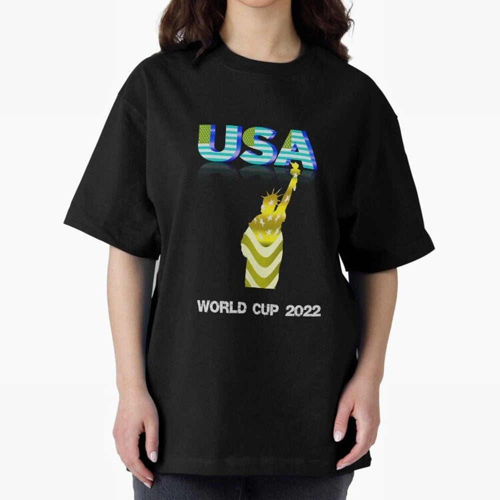 USA World Cup 2022 Oversized T-Shirt Honor the FIFA World Cup 2026 Journey through Haaland Highlights, England, France and Netherlands Pride, Football Passion, Legendary Performances, Festival Vibes and Supporter Community; Ideal for Passionate