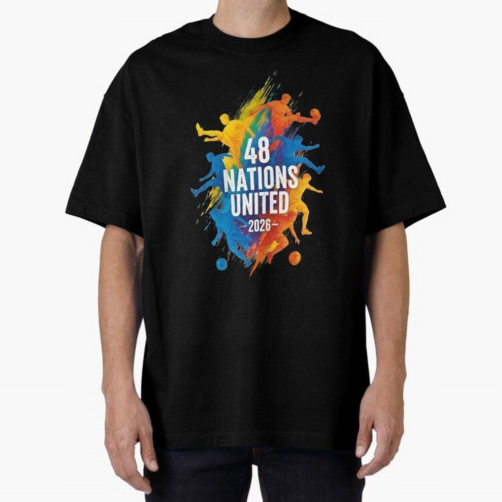 The Unity of World Football Oversized T-Shirt Show Your Tournament Heart for FIFA World Cup 2026 Group Stage Spirit, with England and Germany, Messi and Cristiano Ronaldo, Classic Soccer Heritage, Championship Pressure, Fan Loyalty and