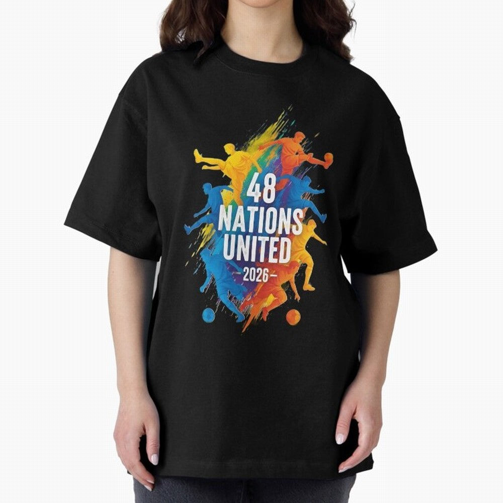The Unity of World Football Oversized T-Shirt Show Your Tournament Heart for FIFA World Cup 2026 Group Stage Spirit, with England and Germany, Messi and Cristiano Ronaldo, Classic Soccer Heritage, Championship Pressure, Fan Loyalty and