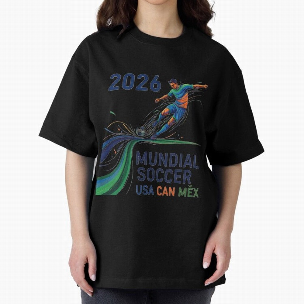 Triangular Goal Art 2026 Oversized T-Shirt Make Your Look Match Global Football Passion for FIFA World Cup 2026 USA Canada Mexico, Inspired by Messi and Cristiano Ronaldo, Spain and Netherlands, Tournament Hype, Historic Matchups, Family Viewing