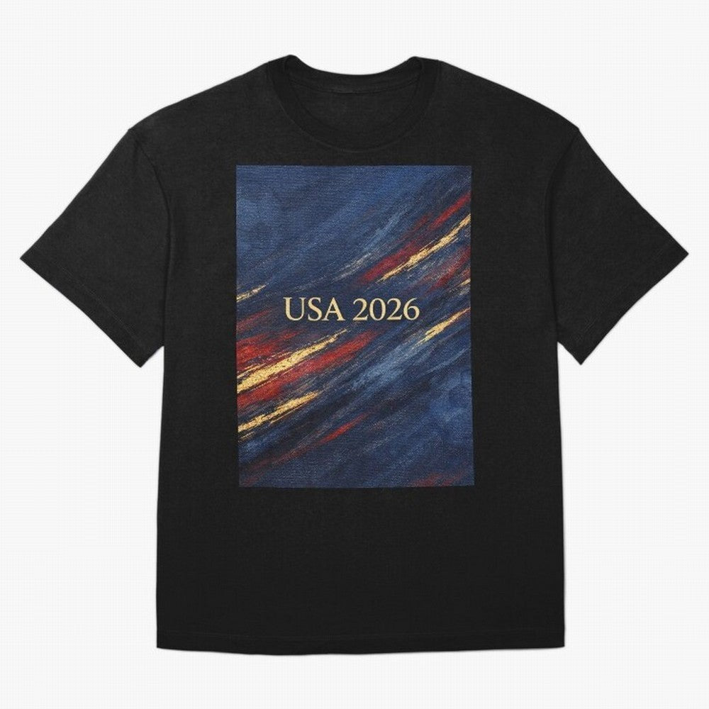 Elevated USA 2026 Soccer Oversized T-Shirt Celebrate Match Day Hype around FIFA World Cup 2026 Group Stage, Messi, CR7 and Mbappe, Spain and Netherlands, Global Supporter Spirit, Legendary Goals, National Colors and Tournament Celebration; Built