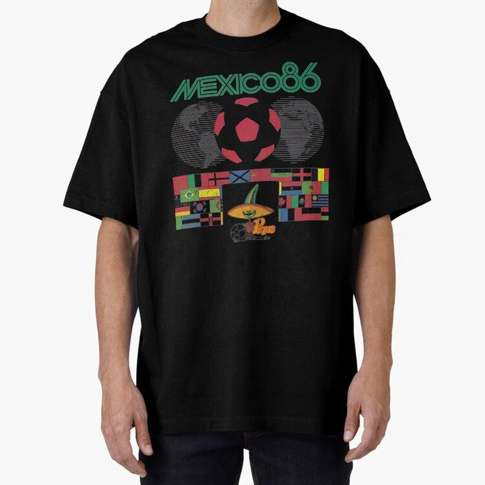 MEXICO-86-WORLD-CUP-T-SHIRT Oversized T-Shirt Bring FIFA World Cup 2026 Group Stage for Fans of Cristiano Ronaldo and Spain and Netherlands, Bringing Retro Football Energy, Iconic Rivalries, Trophy Chase Drama and Stadium Atmosphere; Ideal for Fans