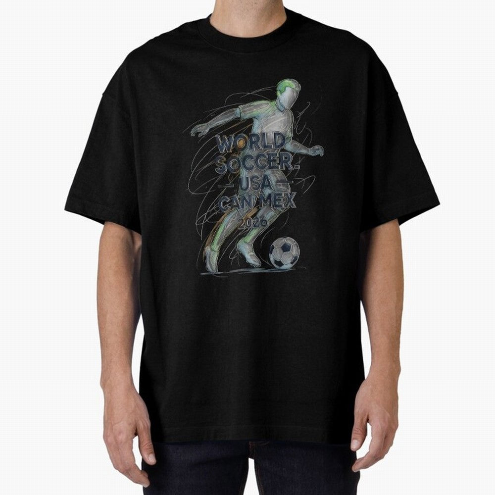 Triumphant Kick 2026 Oversized T-Shirt Support the Legends of Global Football Passion for FIFA World Cup 2026, Inspired by CR7, Spain, Football Festival Excitement, Trophy Ambitions, Country Rivalries and Star Player Buzz; Built for Supporters