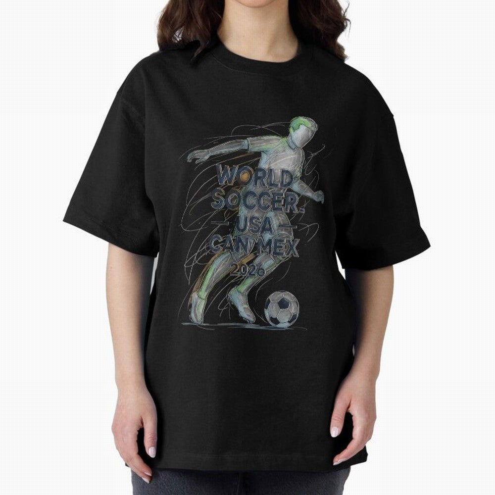Triumphant Kick 2026 Oversized T-Shirt Support the Legends of Global Football Passion for FIFA World Cup 2026, Inspired by CR7, Spain, Football Festival Excitement, Trophy Ambitions, Country Rivalries and Star Player Buzz; Built for Supporters