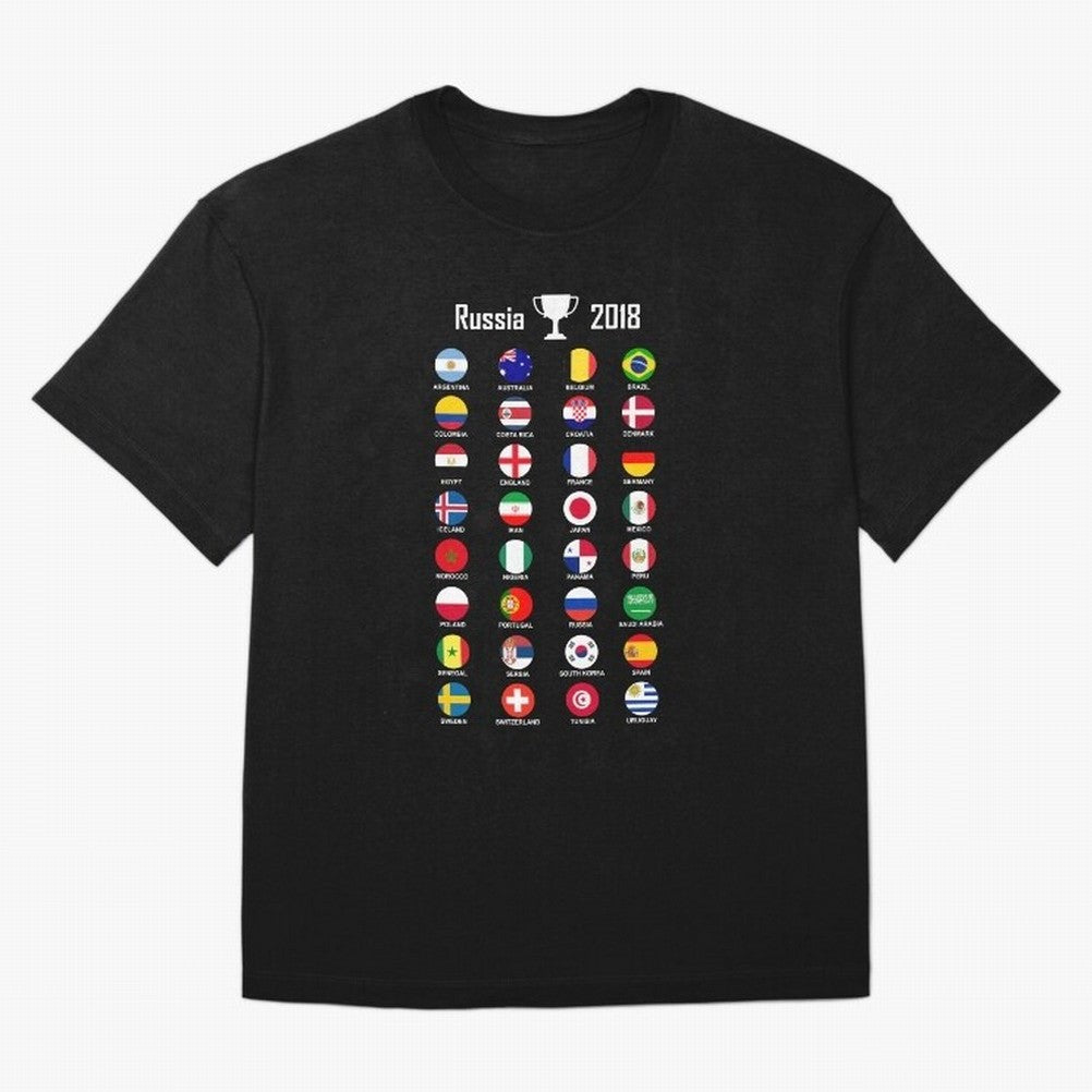 Russia 2018 Football Soccer Championship Oversized T-Shirt Celebrate the Biggest Stage of FIFA World Cup 2026 for Fans of Cristiano Ronaldo and Germany, Bringing Vintage Soccer Flavor, Modern Football Stars, National Flags and Final Night Emotion;