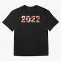 Flags of the 32 Teams that Played in Qatar in 2022 for Football Fans Oversized T-Shirt Showcase Global Football Passion for FIFA World Cup 2026 USA Canada Mexico, with Messi, CR7 and Mbappe, Spain and Netherlands, Vintage Soccer Flavor, Modern
