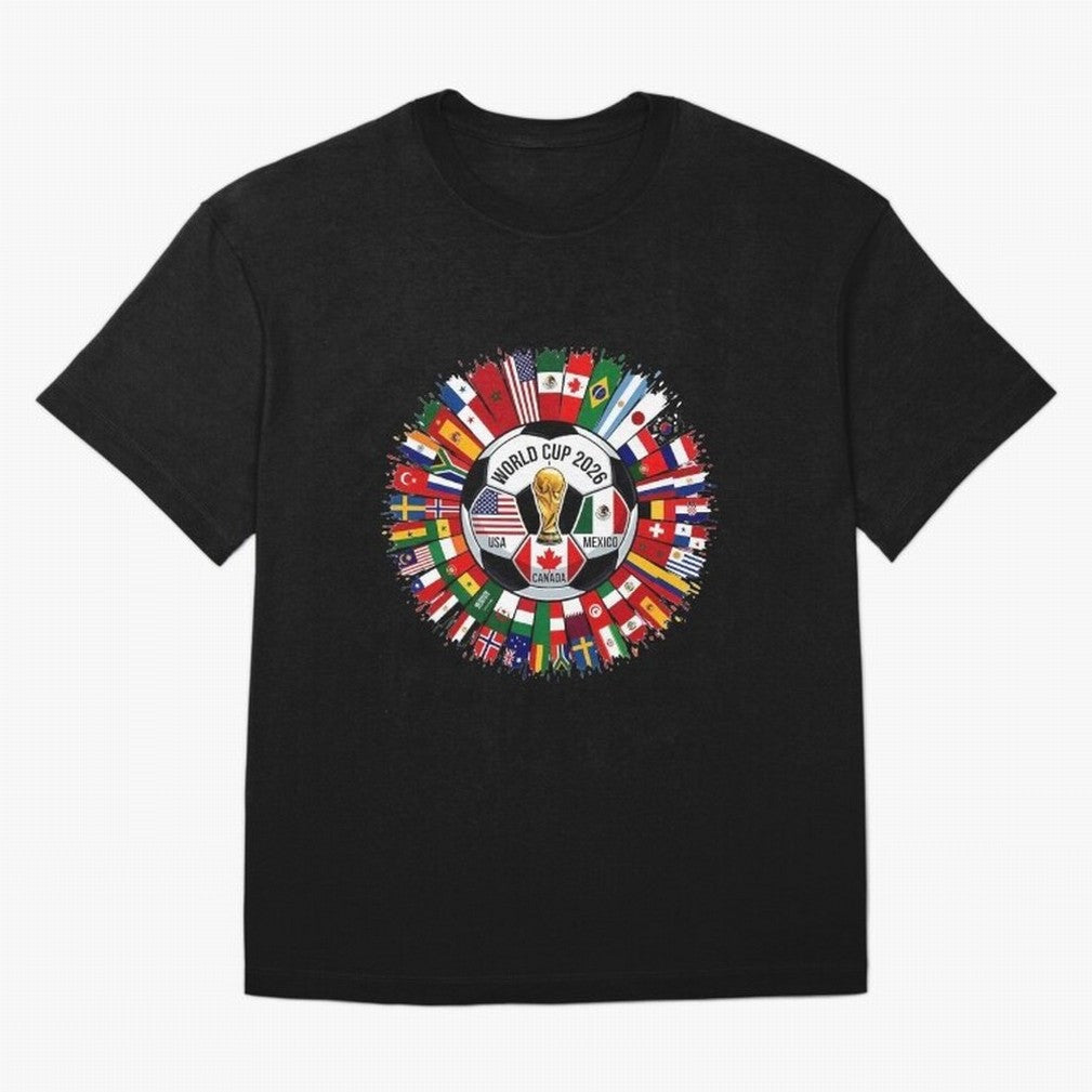 USA Canada Mexico 2026 Football Celebration Fan Art Oversized T-Shirt Celebrate the Road through FIFA World Cup 2026 Group Stage for Fans of Messi, CR7 and Mbappe and Brazil, Bringing Champion Mindset, Group Stage Buzz, Knockout Tension and