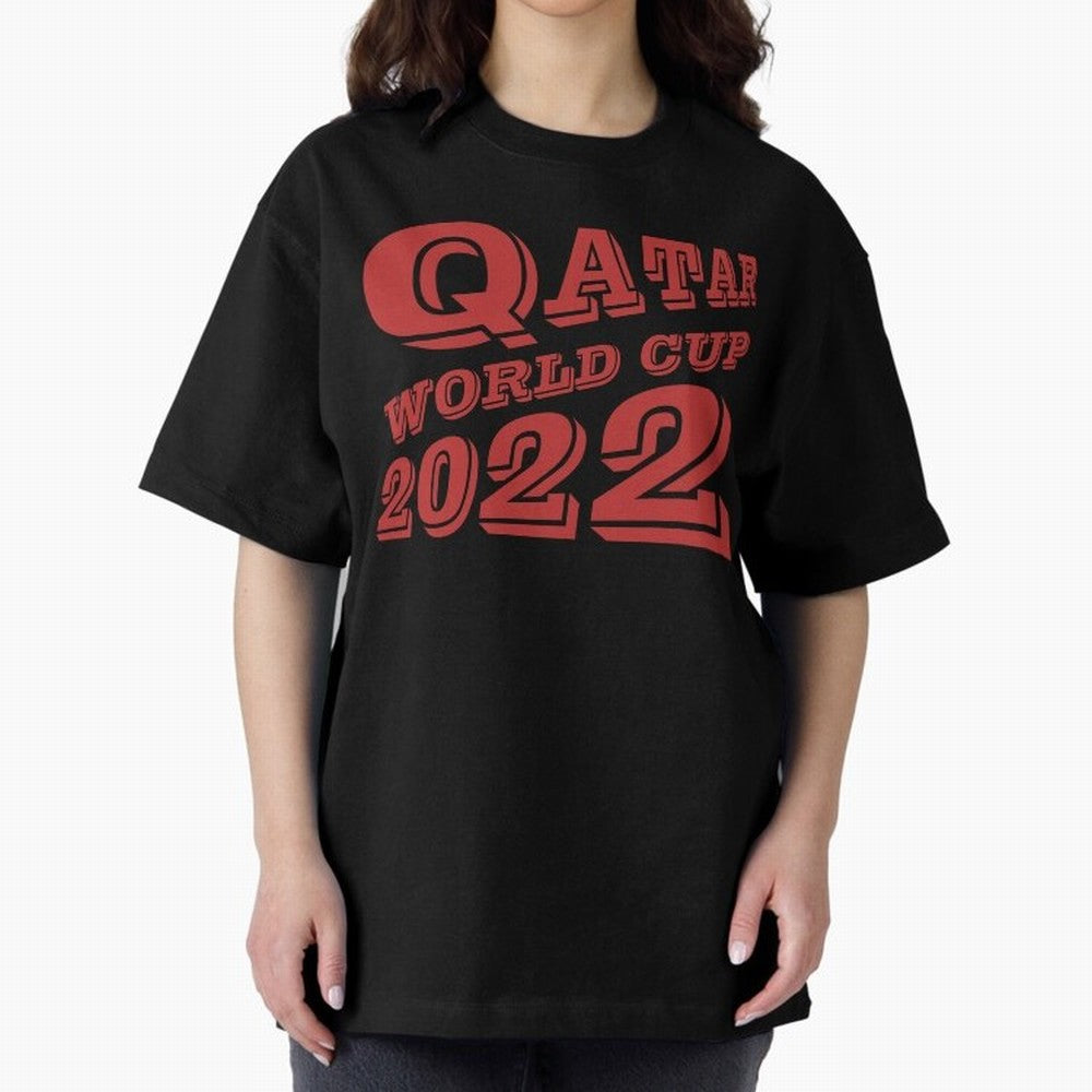 Qatar World Cup 2022 Oversized T-Shirt Represent the FIFA World Cup 2026 Group Stage Journey through Mbappe Highlights, Spain Pride, Retro Football Energy, Iconic Rivalries, Trophy Chase Drama and Stadium Atmosphere; Ideal for Football Dads,