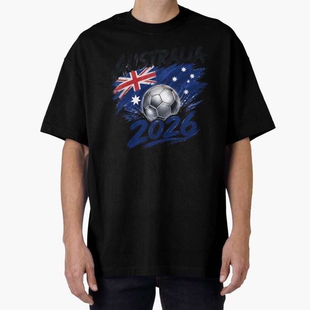 Australia Soccer 2026: Grunge Flag & Football Pride Oversized T-Shirt Show Championship Spirit for Match Day Hype around FIFA World Cup 2026, Neymar, England and Germany, Global Supporter Spirit, Legendary Goals, National Colors and Tournament