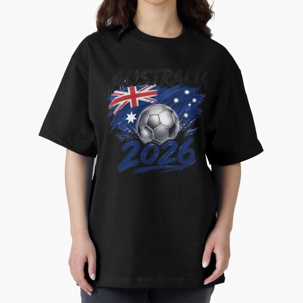 Australia Soccer 2026: Grunge Flag & Football Pride Oversized T-Shirt Show Championship Spirit for Match Day Hype around FIFA World Cup 2026, Neymar, England and Germany, Global Supporter Spirit, Legendary Goals, National Colors and Tournament