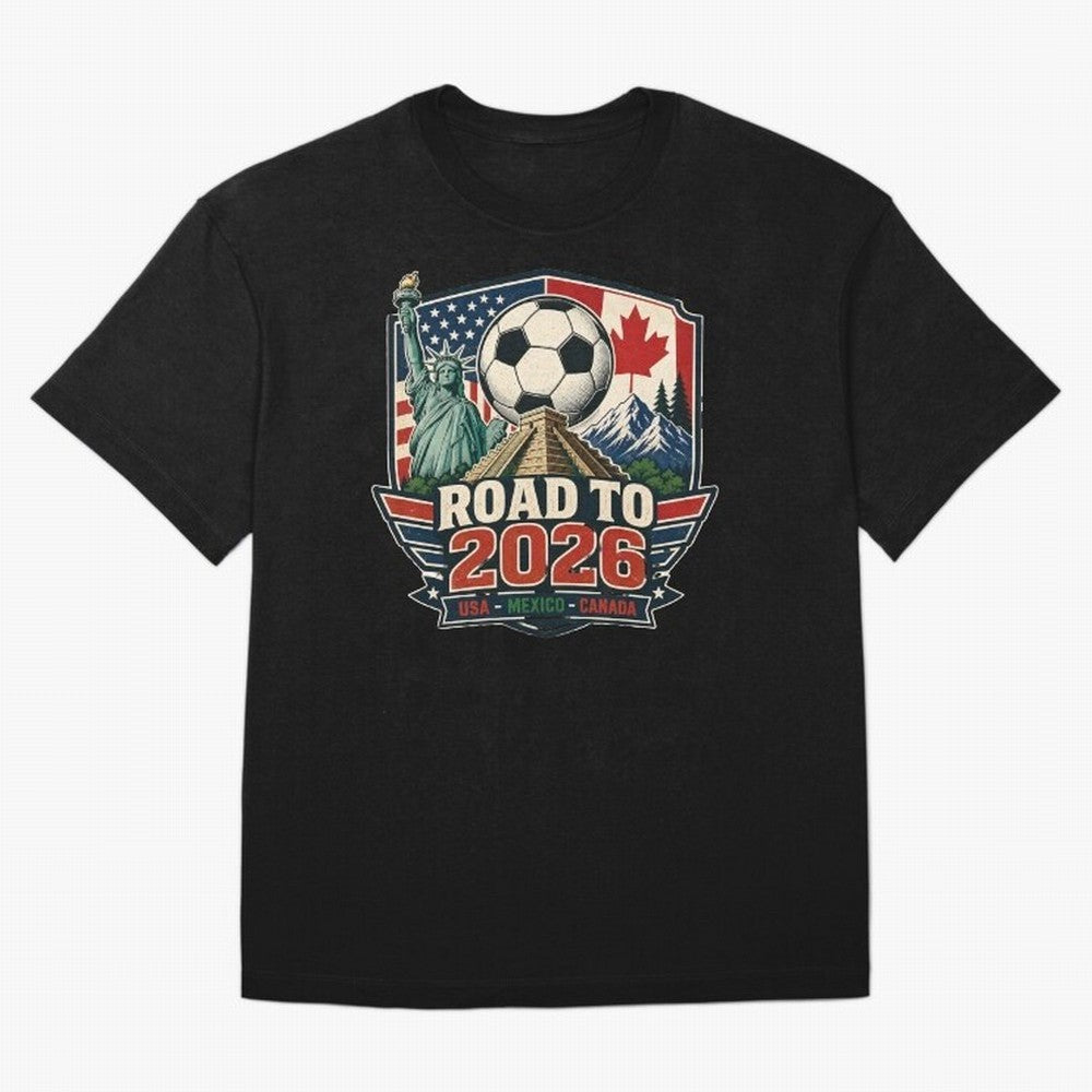 Road to 2026 USA Mexico Canada Soccer Design Oversized T-Shirt Make Game Day About the FIFA World Cup 2026 Journey through Neymar, Haaland and Cristiano Ronaldo Highlights, Portugal, Spain and Germany Pride, Goal Celebration Energy, Supporter