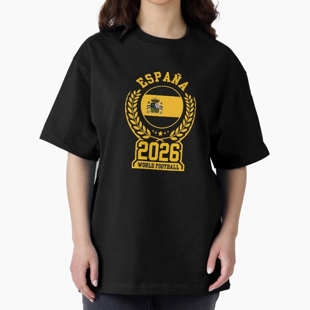 Spain World Football 2026 T-Shirt_87604013 Oversized T-Shirt Represent Global Football Passion for FIFA World Cup 2026 Group Stage, Centered on Haaland, Portugal, Tournament Hype, Historic Matchups, Family Viewing Parties and Global Sports Pride;